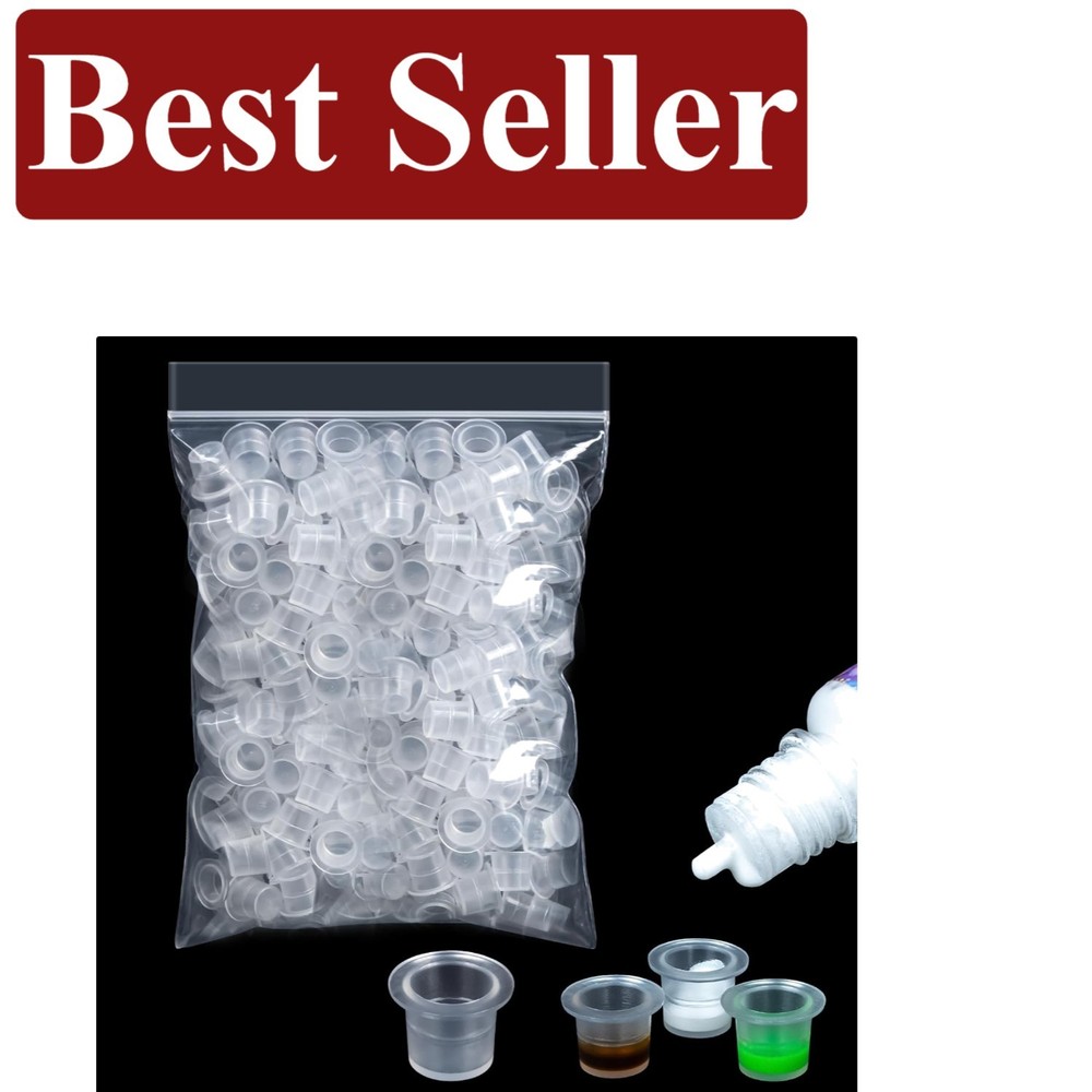 200 Durable Waterproof Tattoo Ink Caps - Mixed Sizes for Precise Application