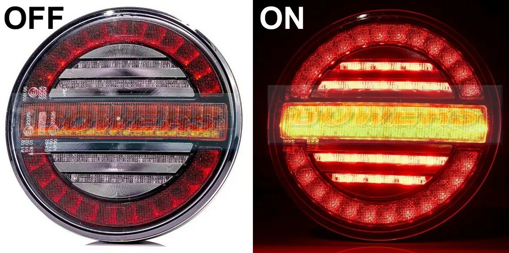 LED REAR ROUND HAMBURGER LAMP LIGHT + PROGRESSIVE DYNAMIC SEQUENTIAL INDICATOR