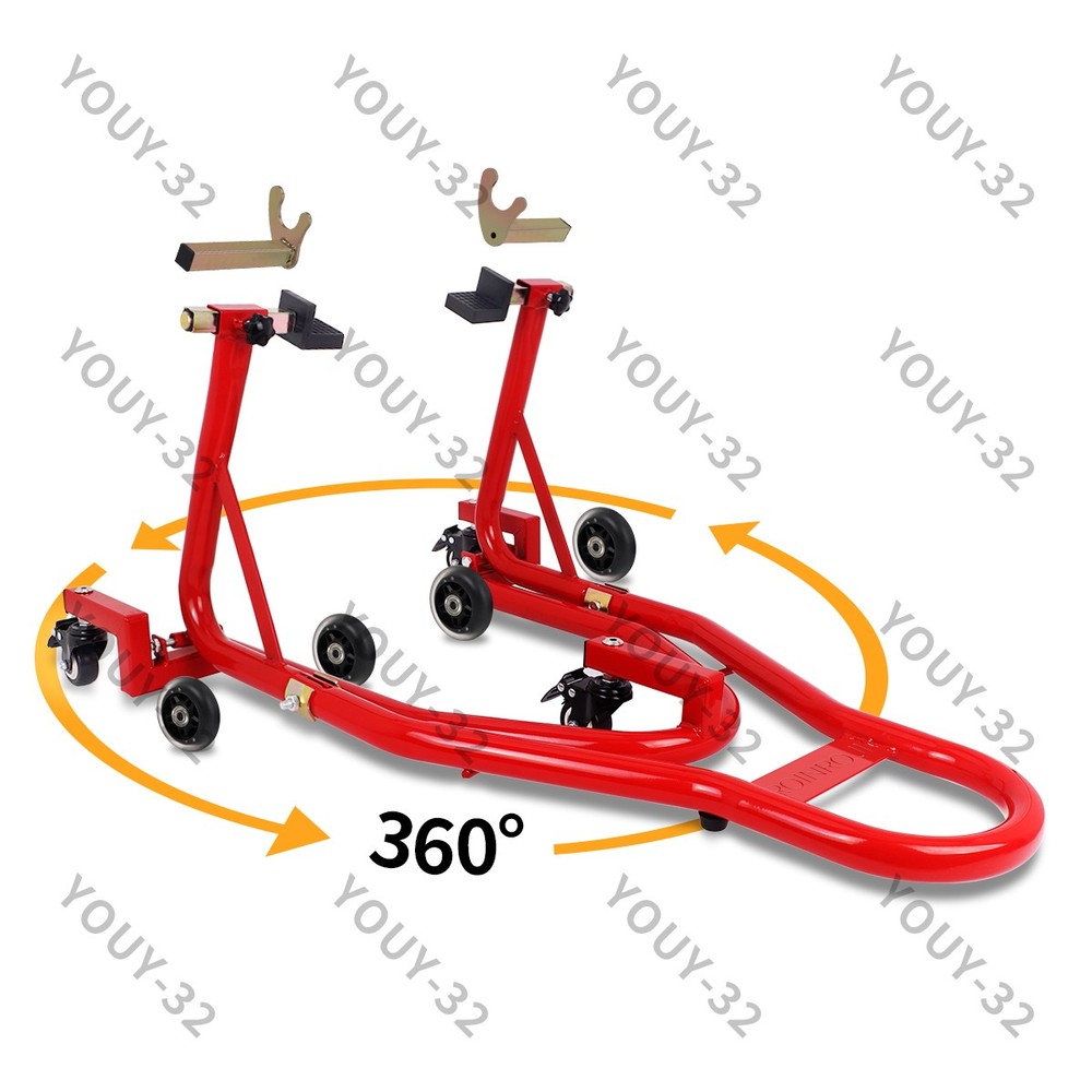 360° Motorcycle Stand Lift Paddock Wheel Fork Adjustable Dismantable Universal