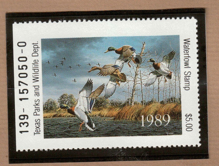 TX9 - Texas State Duck Stamp. Single. MNH. OG.
