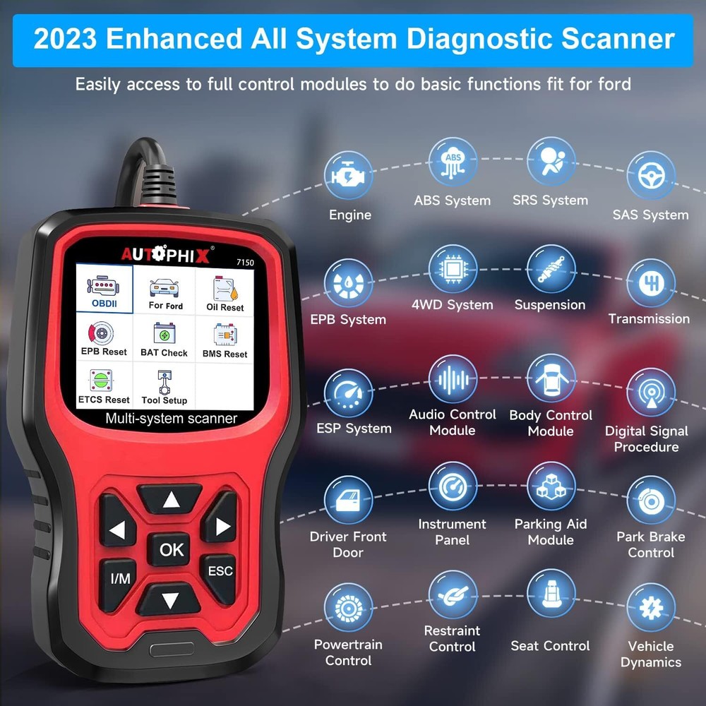 Fit For Ford OBD2 Scanner Full System Code Reader ABS SRS Reset Diagnostic Tool