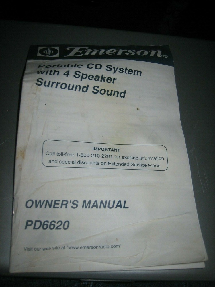 Emerson PD6620 Portable CD System Owners Manual