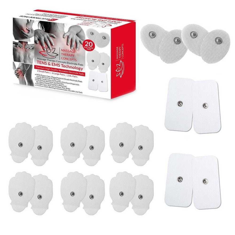 TENS Unit Snap-On - Combo Pack Electrode Pads - 10 Replacement Pairs