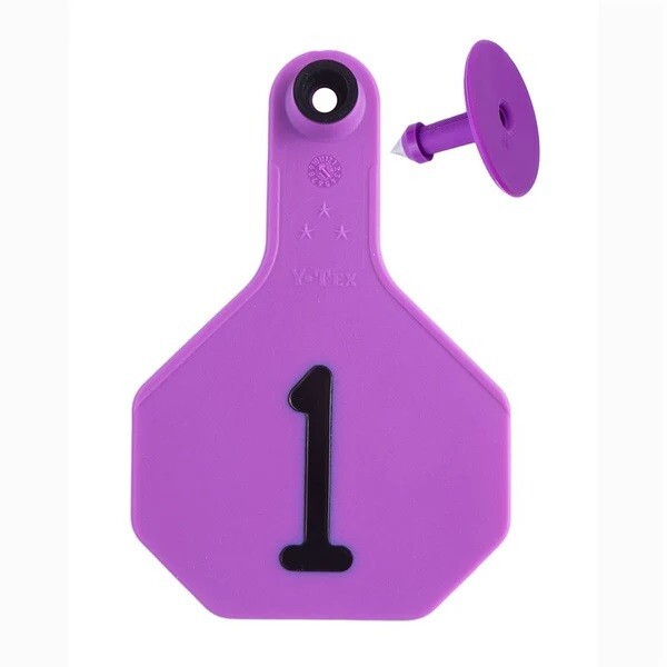 Y Tex 3 Star Medium Purple Ear Tags Numbered 1-25