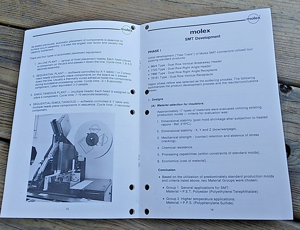 1986 Molex Surface Mount Technology Handbook – 25 Pages – Vintage SMT Reference