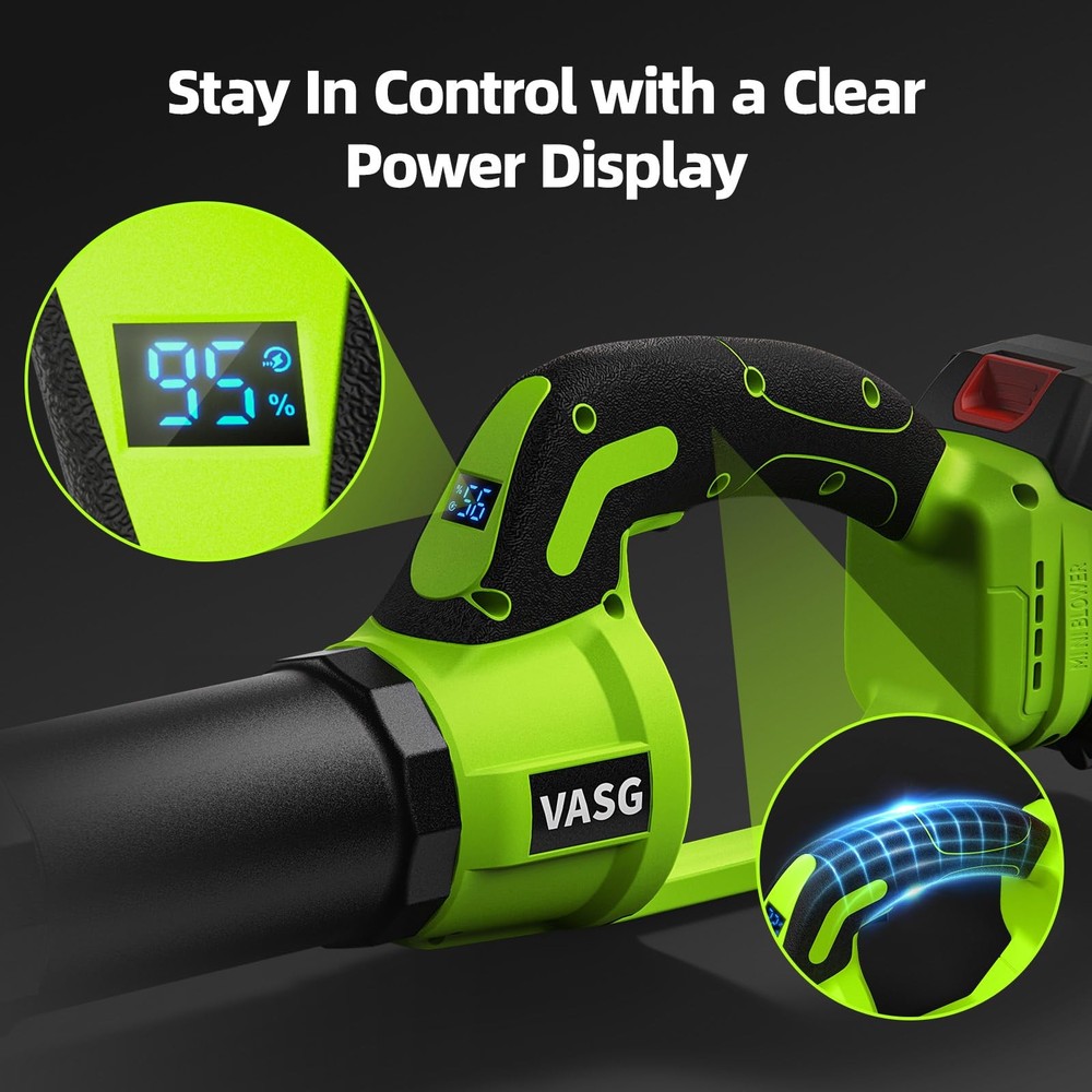 Leaf Blower Cordless, 3 x 21V Batteries & Fast Charger Set, Variable Speed Mo...