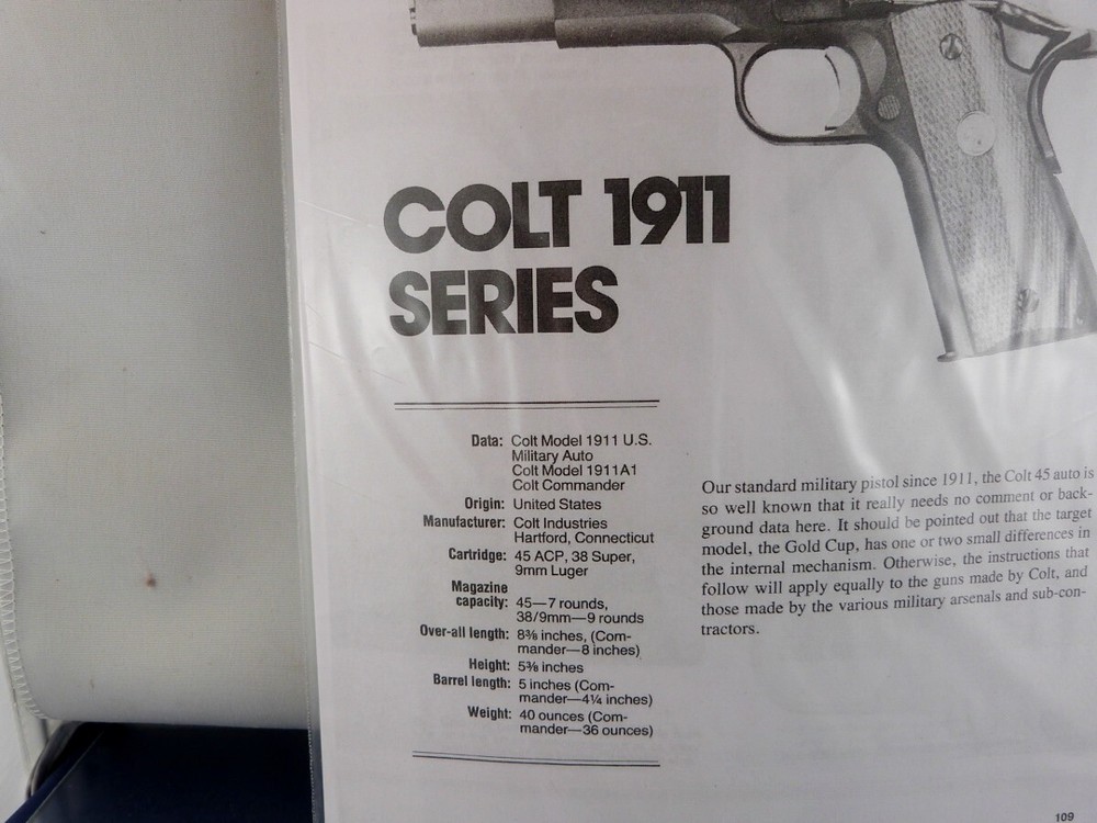 COLT 1911 SERIES HAND GUN BREAK DOWN INSTRUCTION KIT