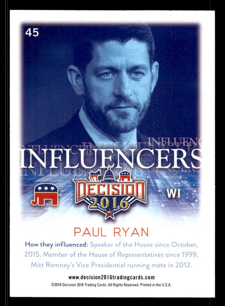 2016 Decision 2016 #45 Paul Ryan Card