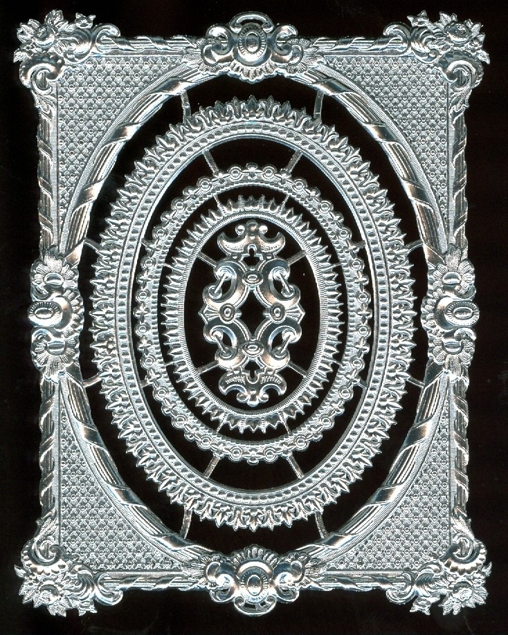 Scrap Diecut German Dresden  Rococo Silver Paper Frame