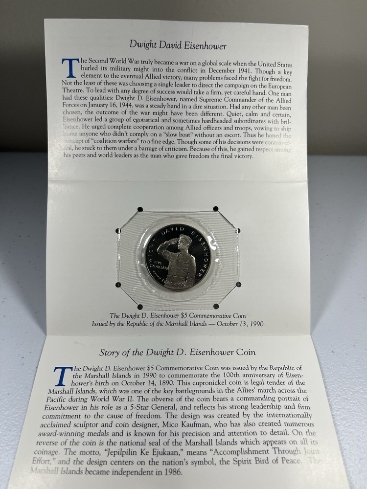1990 "Dwight D Eisenhower" Marshall Islands $5 Commemorative