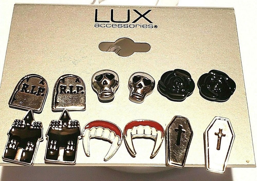 Halloween Post Earrings 6 Sets Gift Lux Fun