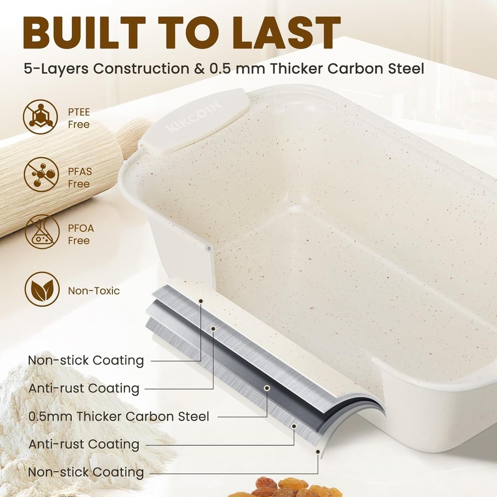 22 PCS Nonstick Baking Pans Set Stackable Bakeware Sets W/ Silicone Handles