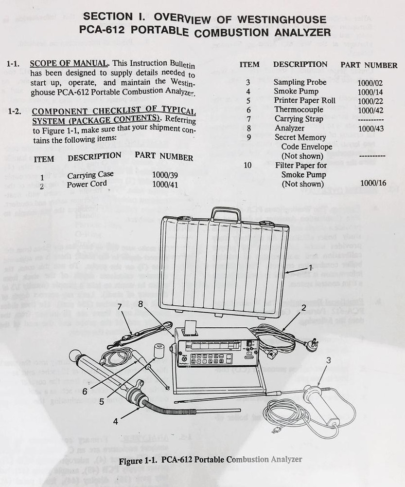 Westinghouse PCA-612 Portable Combustion Analyzer