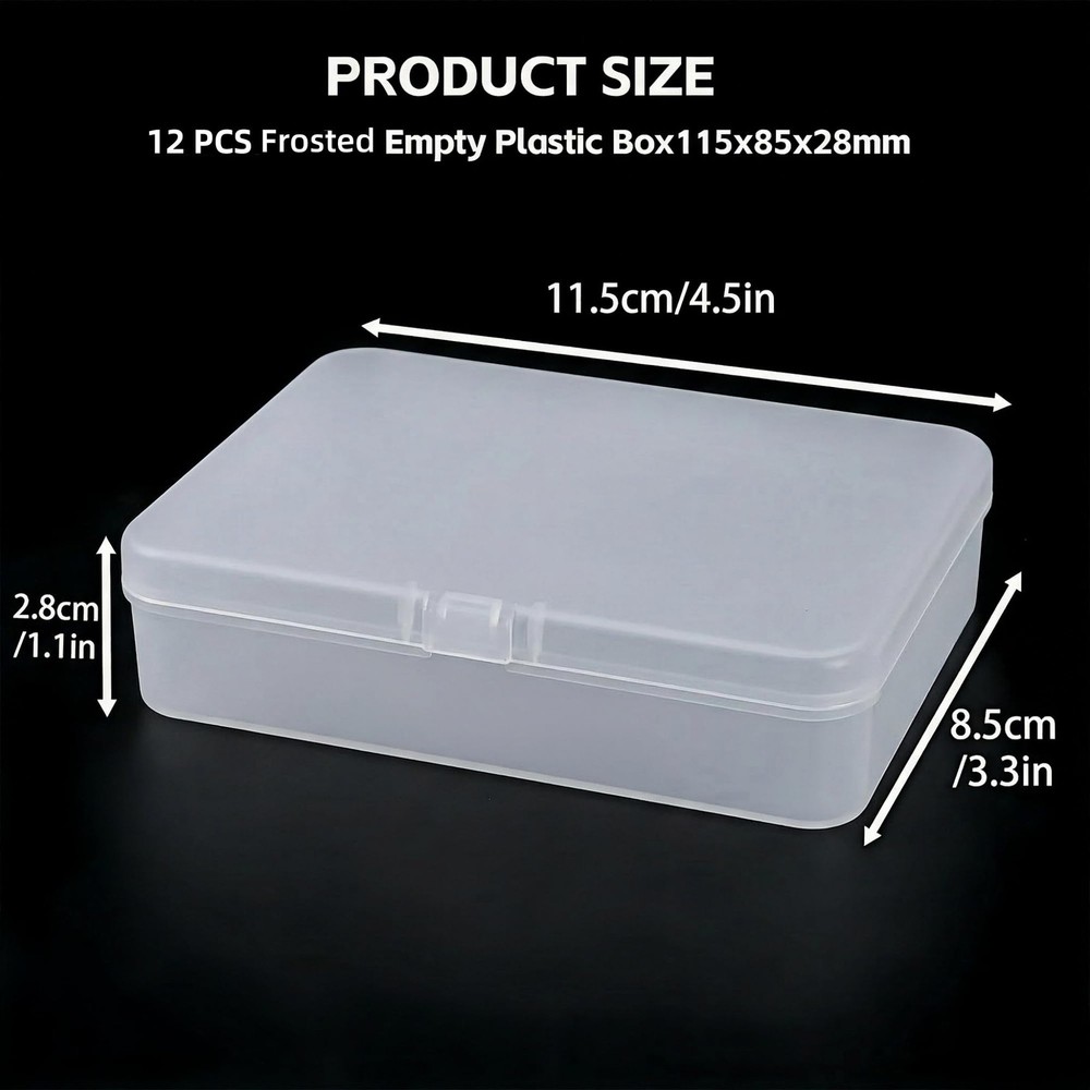 12 Pieces Rectangular Empty Mini Clear Plastic Organizer Storage Containers w...