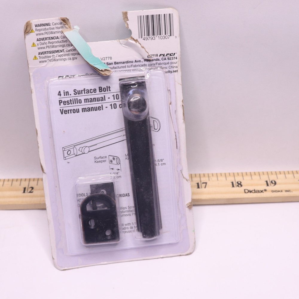 Prime-Line Surface Bolt, 4 in., Solid Brass Construction, Classic Bronze Finish