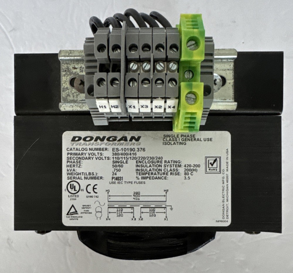Dongan ES-10190.376 Single Phase Class 1 General Transformer Isolating Clean