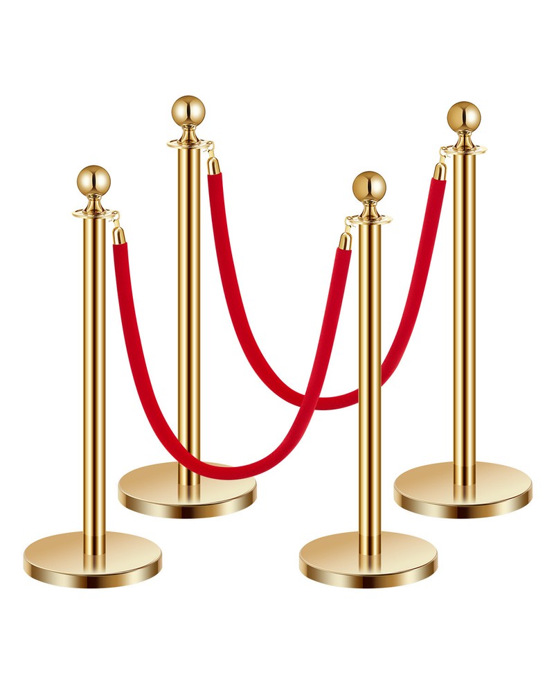 Uimoso 4Pcs Gold Stanchion Post Crowd Control Queue Barrier Sand Injection Base
