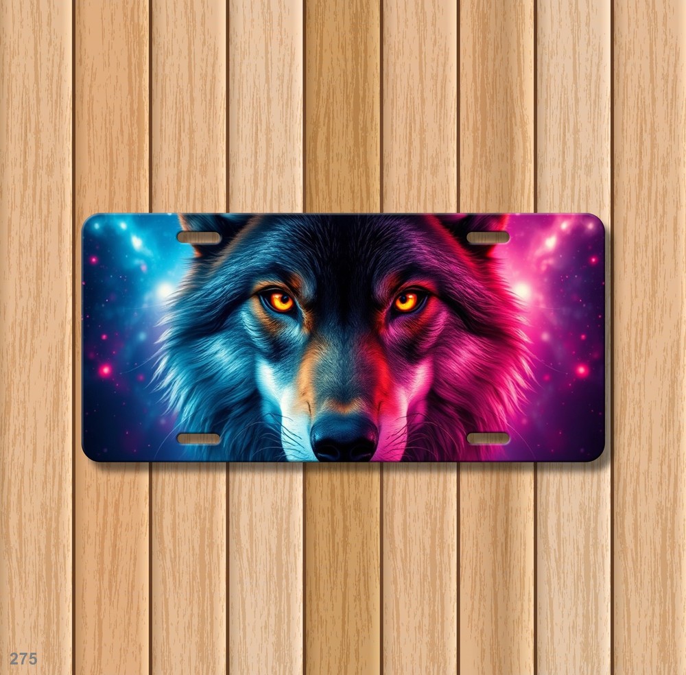 Intense Wolf License Plate Add Text Front Bumper Plate Holiday Gift