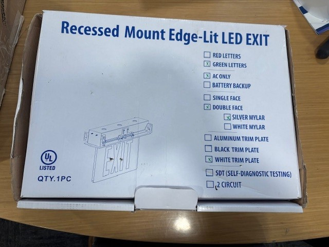 CEL-2-A-GM-WH-R Mule Recessed Mount Edge-Lit LED Exit Sign