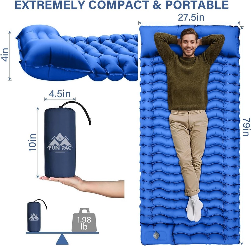 Compact Camping Sleeping Mat with Built-in Pillow