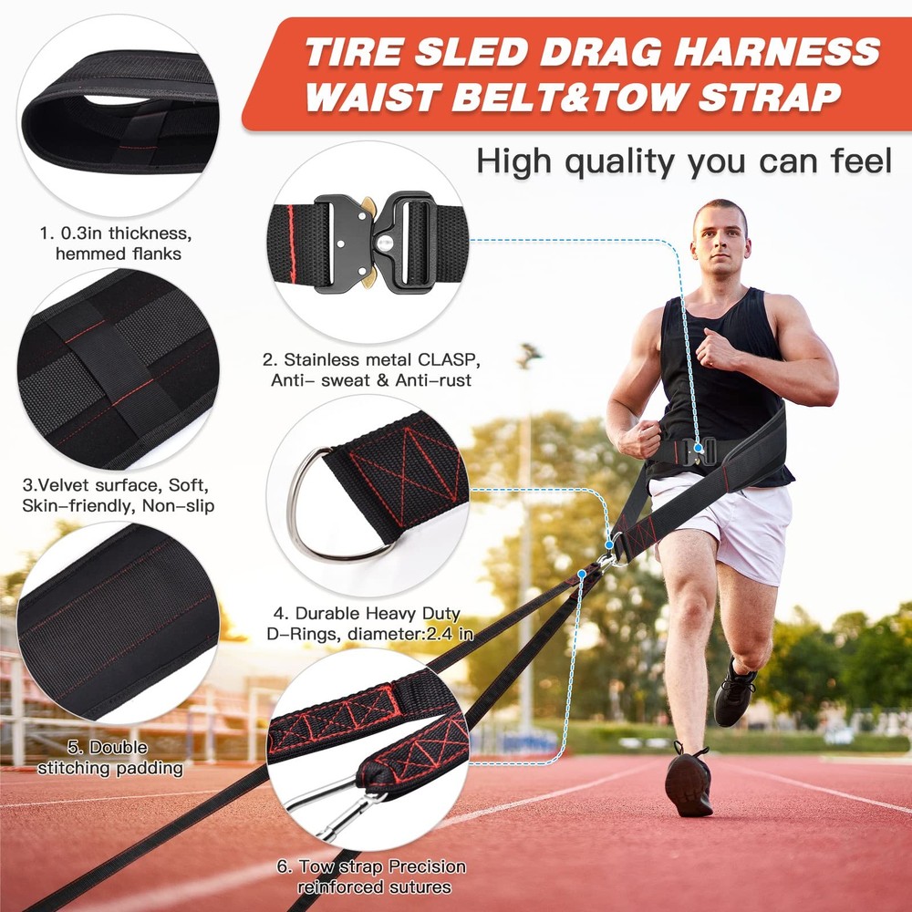 Adjustable Sled Pulling Belt for Strength Training, Agility & Core Workouts