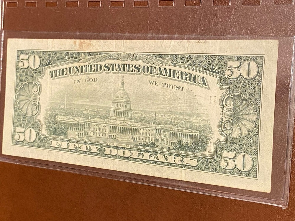 1981 A $50.00 ERROR NOTE Seal/Numbers Bleed Through On Back (Red Ink On Front)