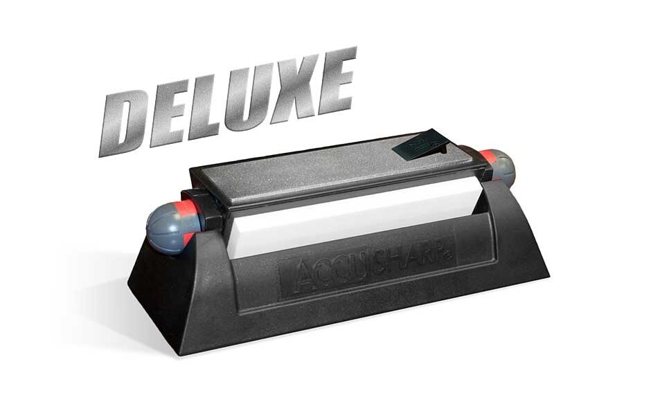 NEW AccuSharp DELUXE Tri-Stone Sharpener System 025C Bench Stone Sharpening Kit