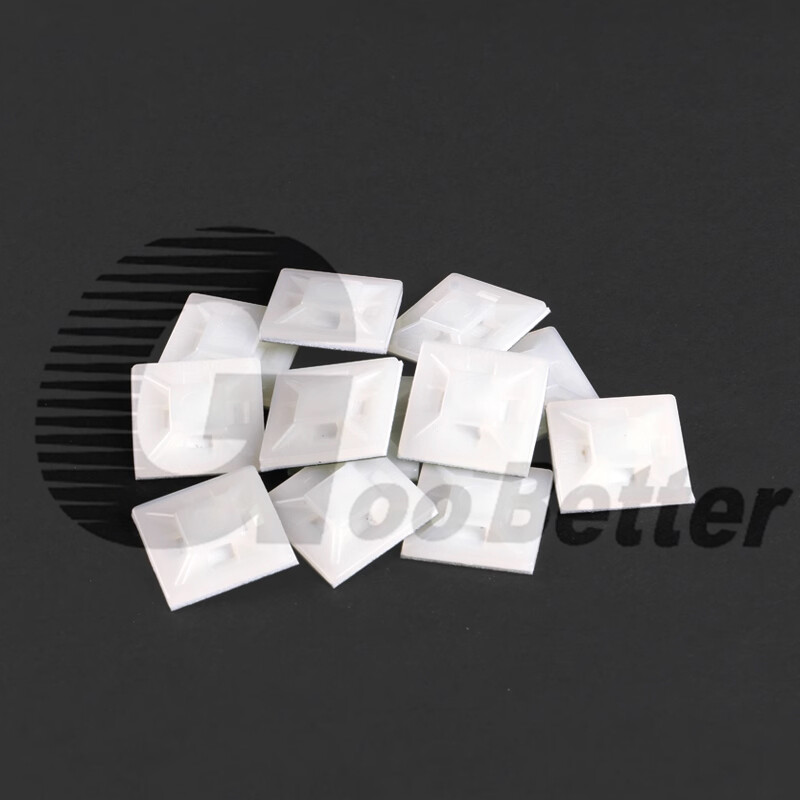 Self Adhesive Cable Wire Square Tie Mounts Cord Clips Sticky Base Pads White