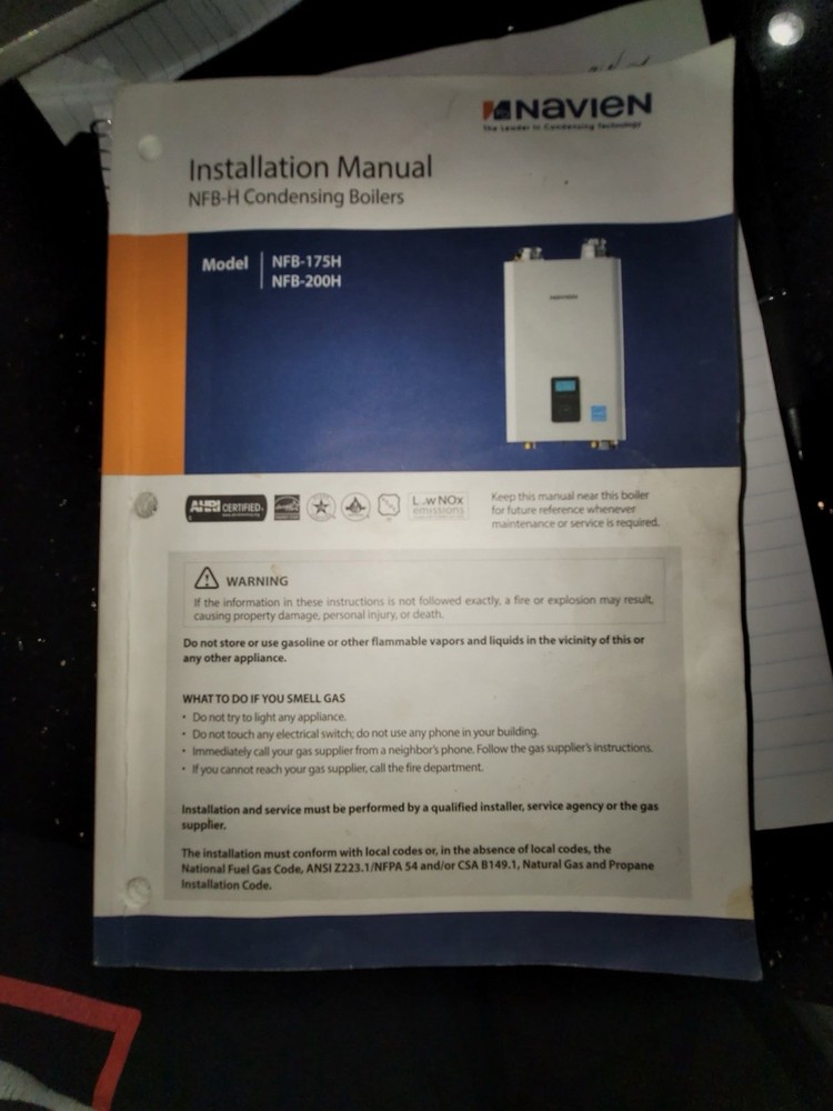 Navien NFB-200H Condensing Gas Combination Boiler 199,000 BTU Wi-Fi Low NOx