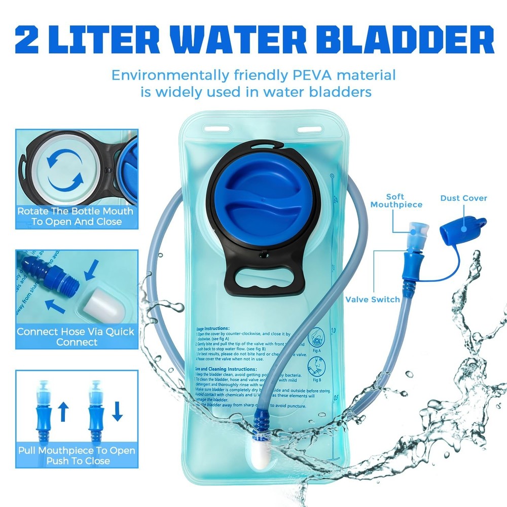 Running Hydration Vest with 2L Water Bladder， Lightweight Adjustable Hydr