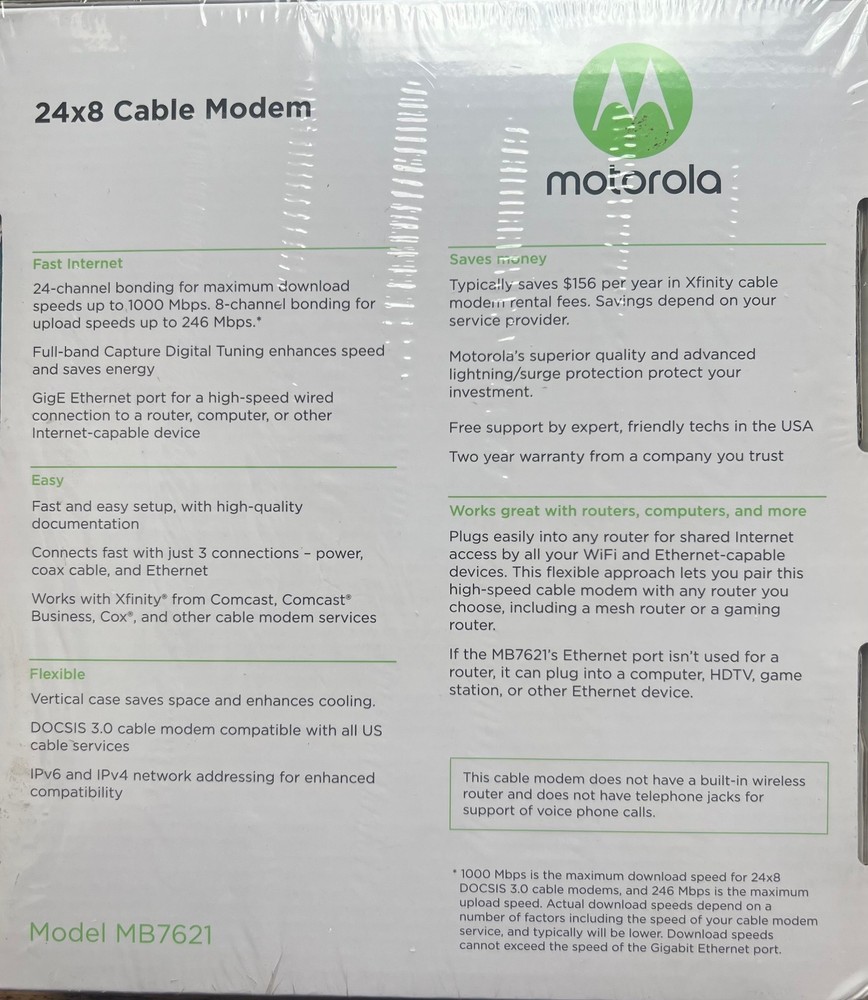 motorola 24x8 cable modem model mb7621