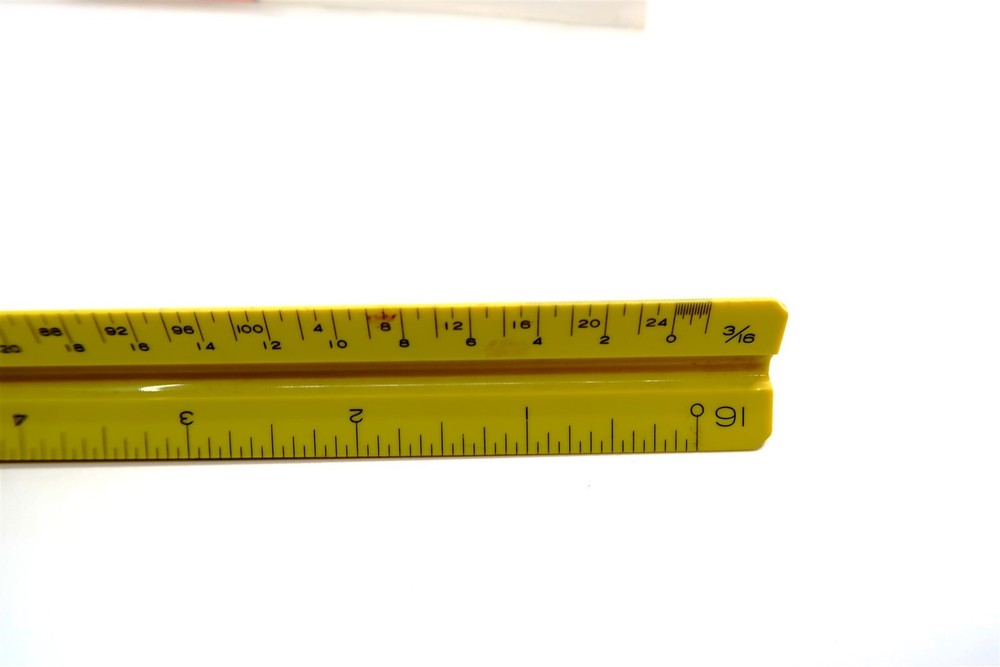 Vintage 12" PICKETT P-232 A-ES Triangular Drafting Architects Scale Ruler