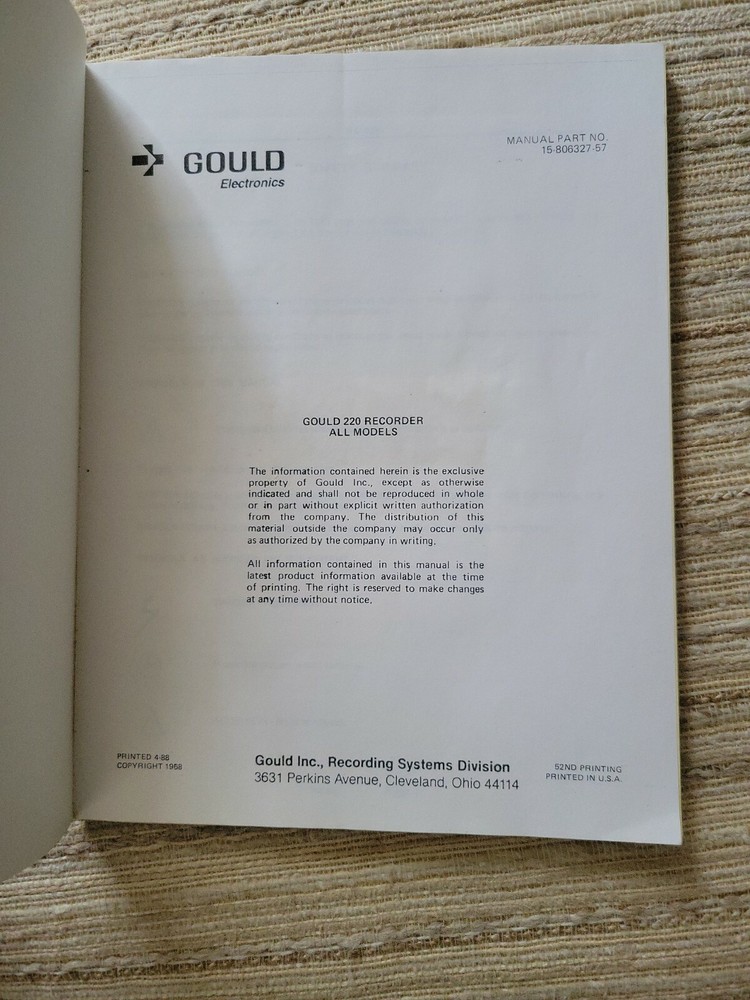 Gould 220 Recorder All Models Service Manual