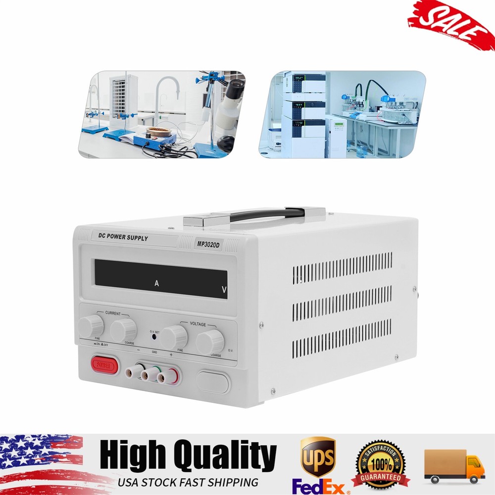 DC Power Supply Variable 30V 20A Adjustable High Precision Digital & Power Cord