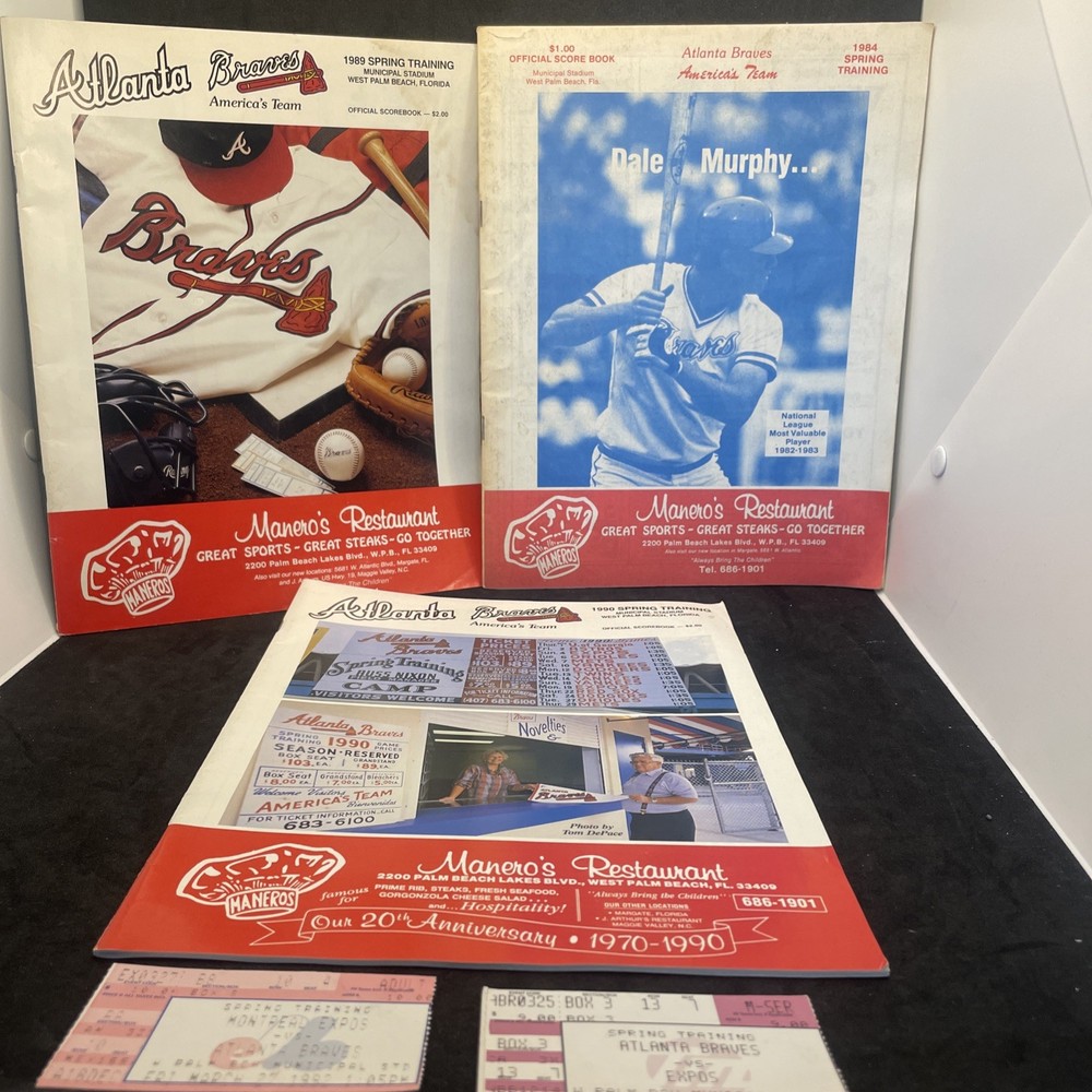 1984 Toronto Blue Jays v Atlanta Braves program ticket stubs/ plus 2 Programs