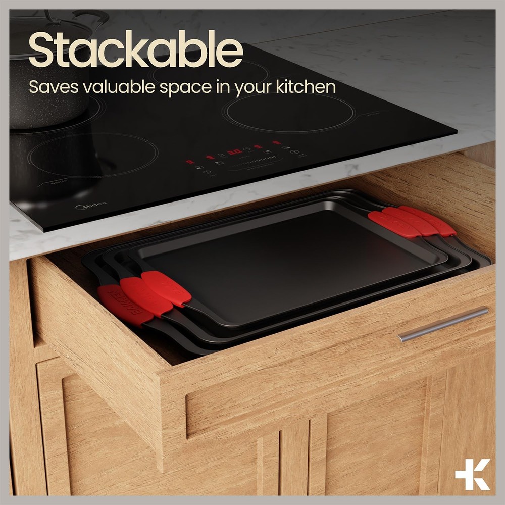 BAKKENMASTER Baking Set – 6 Piece Kitchen Oven Bakeware 6 Set, Black