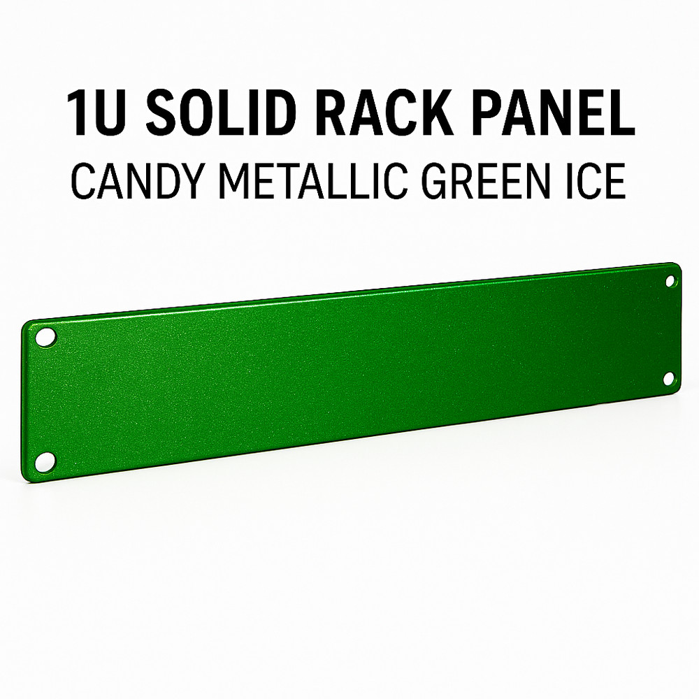 1U Solid Rack Panel – Candy Metallic Green Ice – 19” Custom Steel Cover