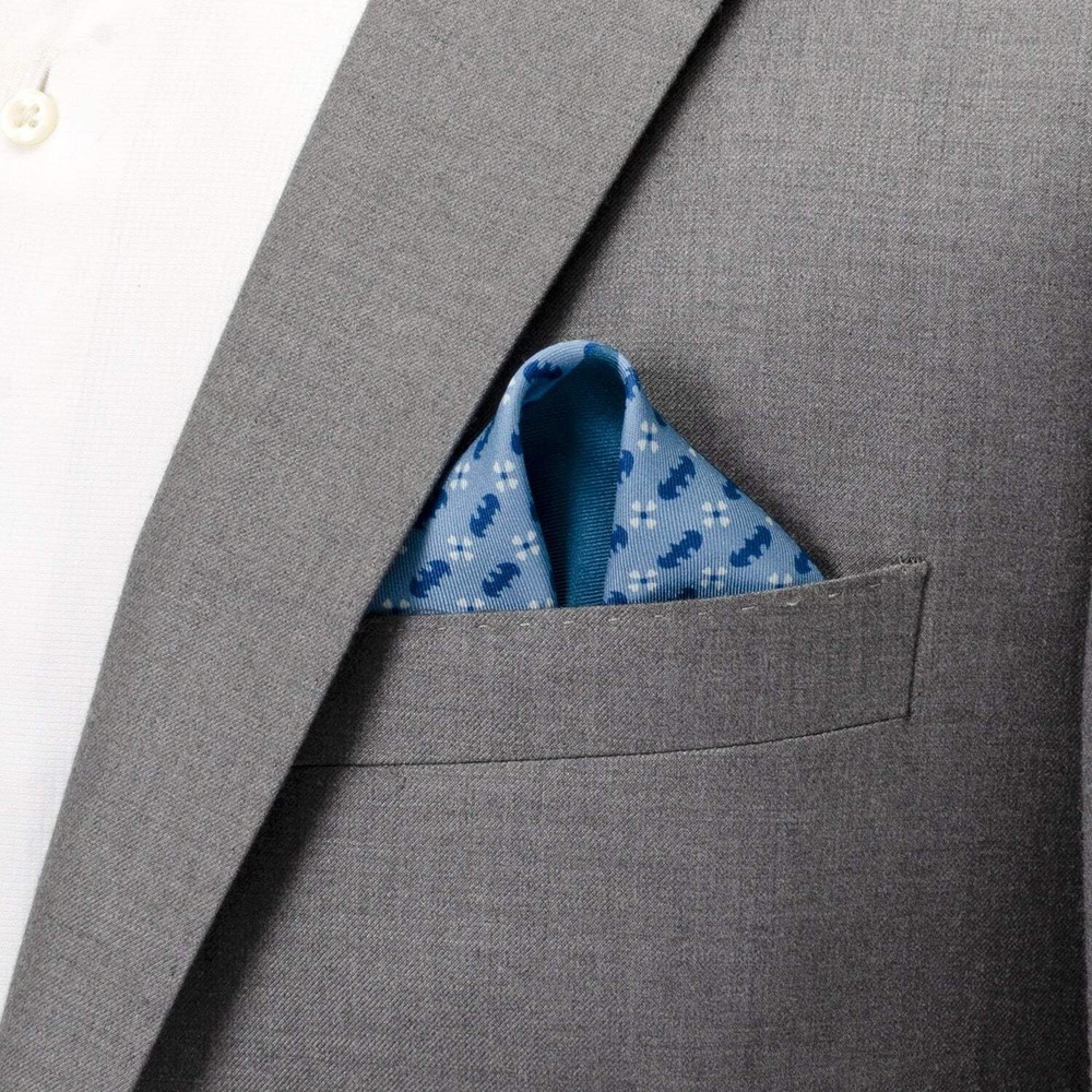 DC Batman Multi Motif Blue Pocket Square