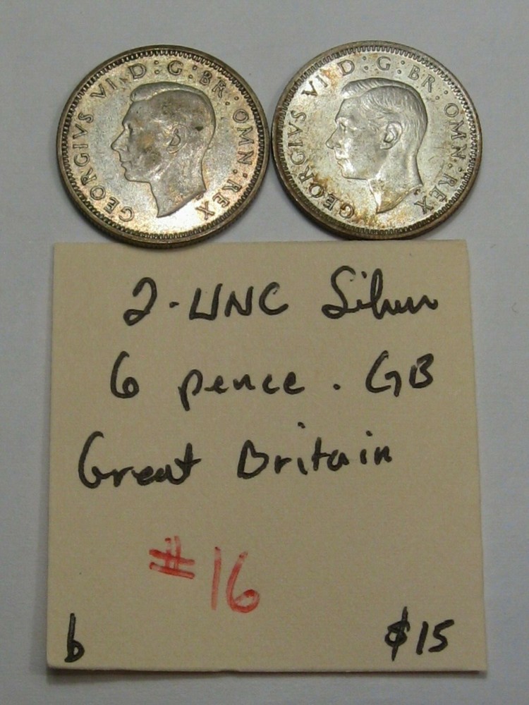 2 Unc Silver 6 Pence Great Britain Coins. #16