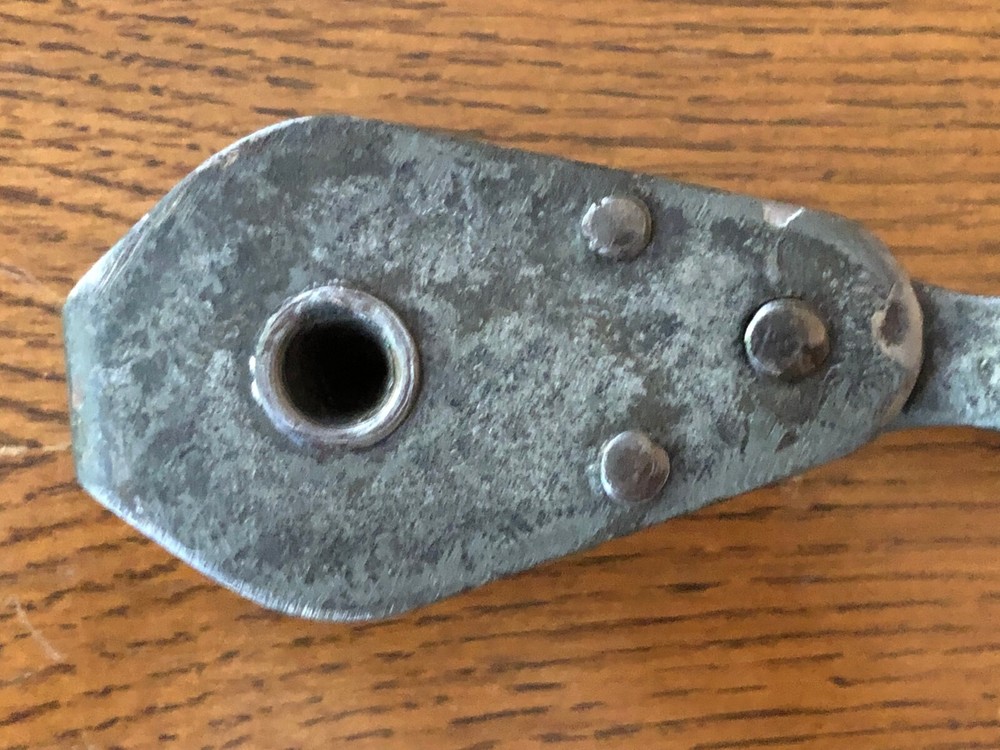 Vintage Galvanized Iron Strap 2-1/2" Triple Pulley Assembly
