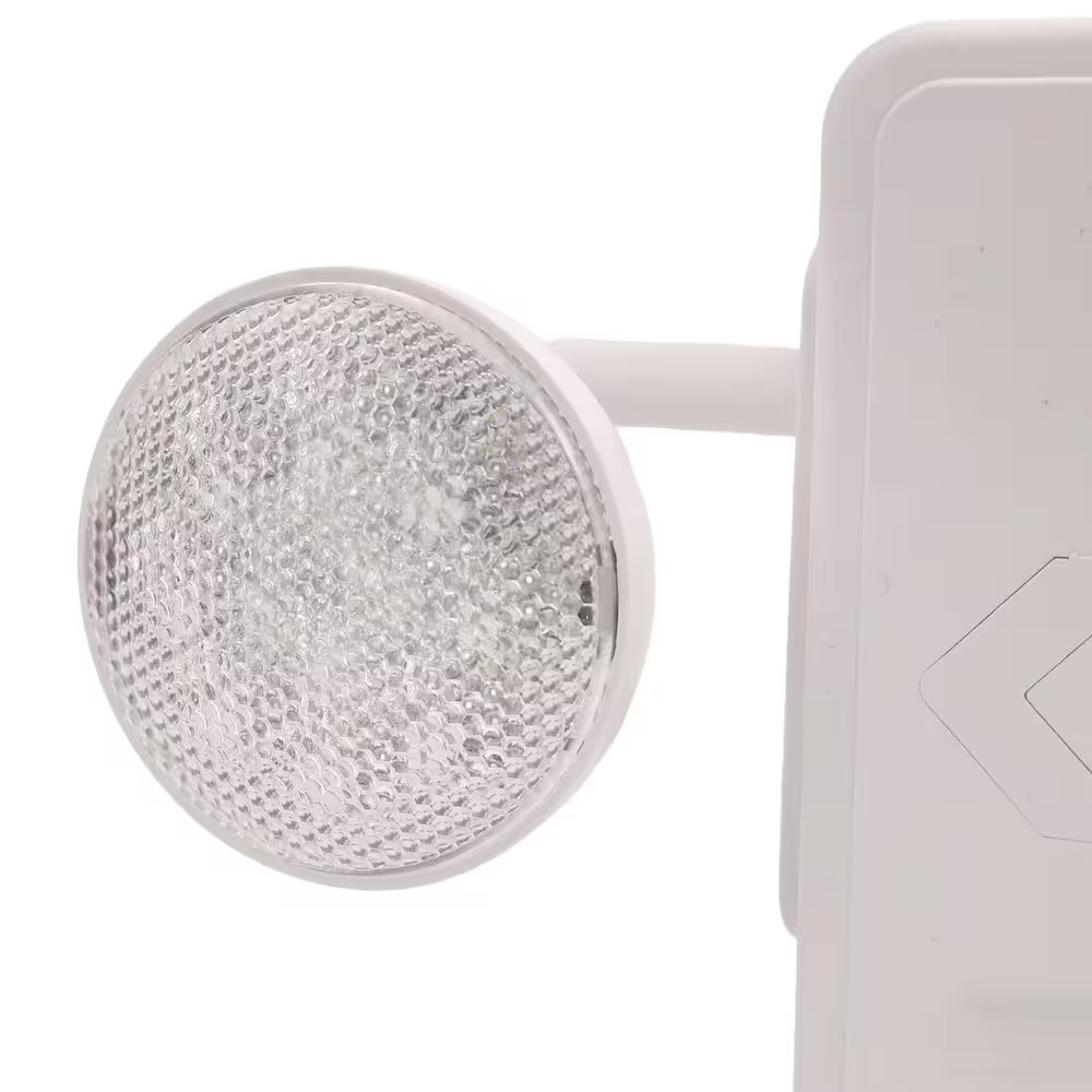 Modern LED Exit and Emergency Combo Light, 2 Adjustable Heads with Green Letters