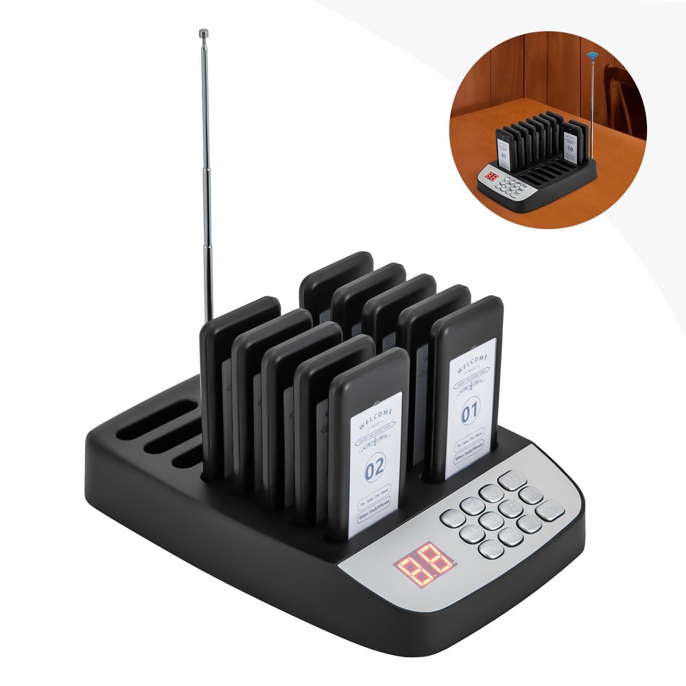Restaurant Wireless Paging Queuing Calling System,10 Call Coaster Pagers Guest