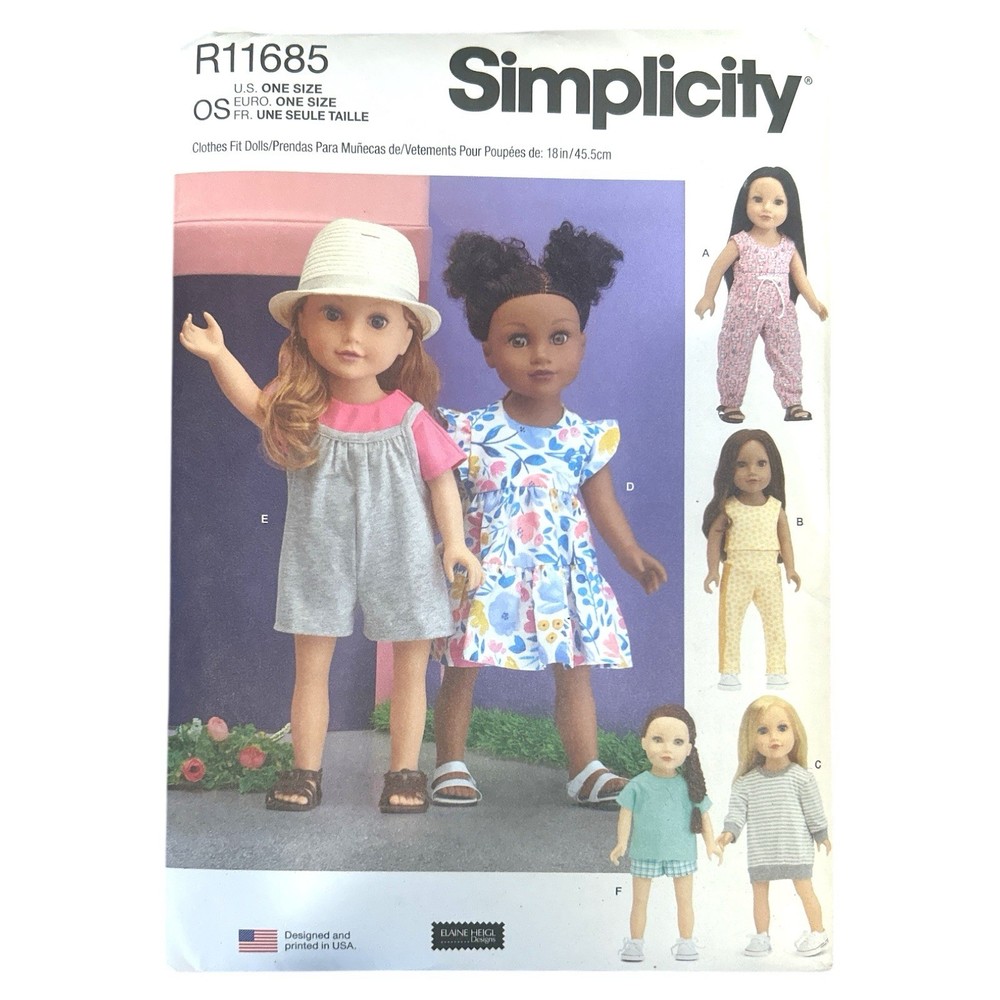 Simplicity 18" Doll Clothes Pattern: R11685 Uncut