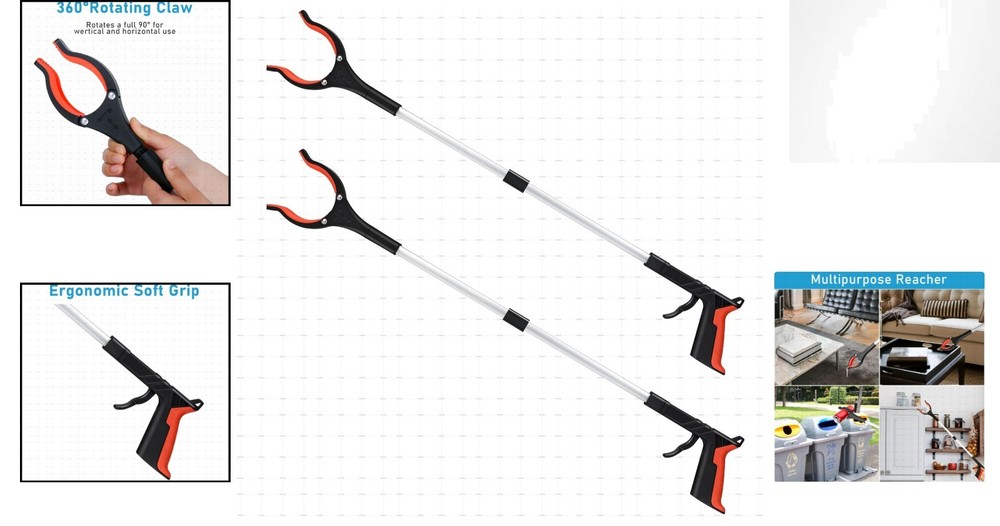 Folding 32-Inch Grabber Tool - Lightweight and Rotatable for Optimal