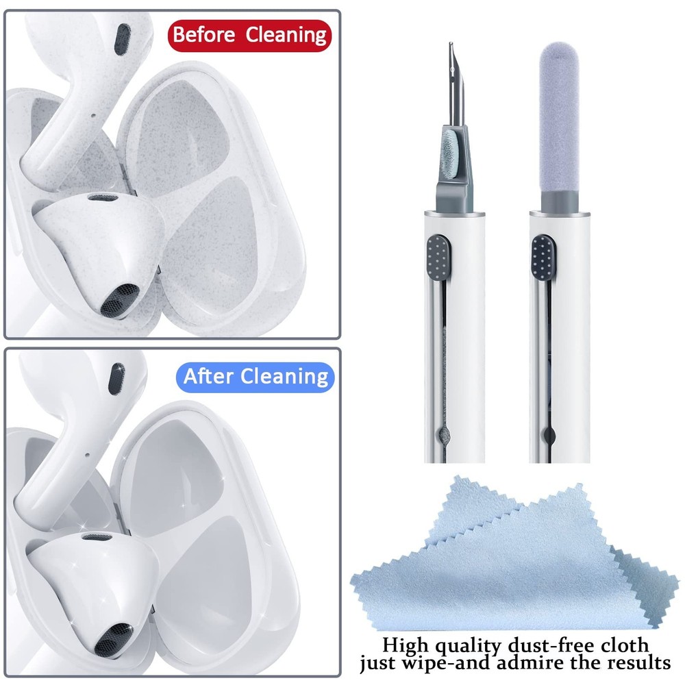 2Pcs Earbud Cleaning kit， Multi-Function Cleaning Pen with Soft Brush Flo