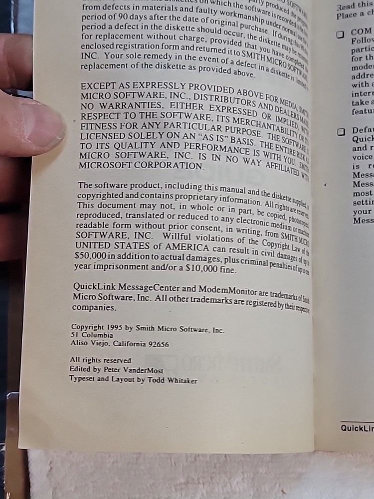 Quick Link Message Center Windows User Guide & Flippy Disc - Used