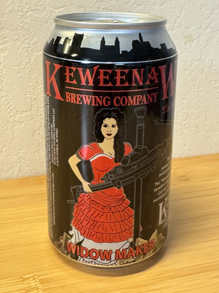 Keweenaw Widow Maker Black Ale - Empty Beer Can Bottom Opened