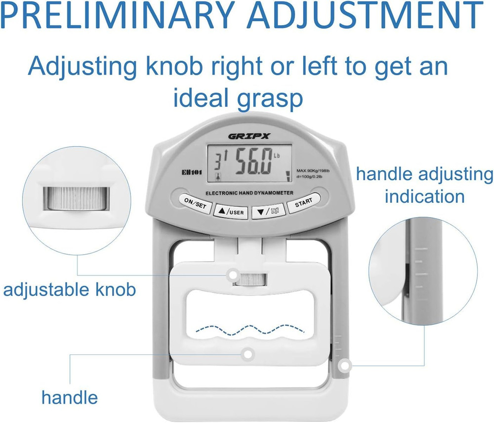 GRIPX Digital Hand Dynamometer Grip Strength Measurement Meter Auto Capturing E