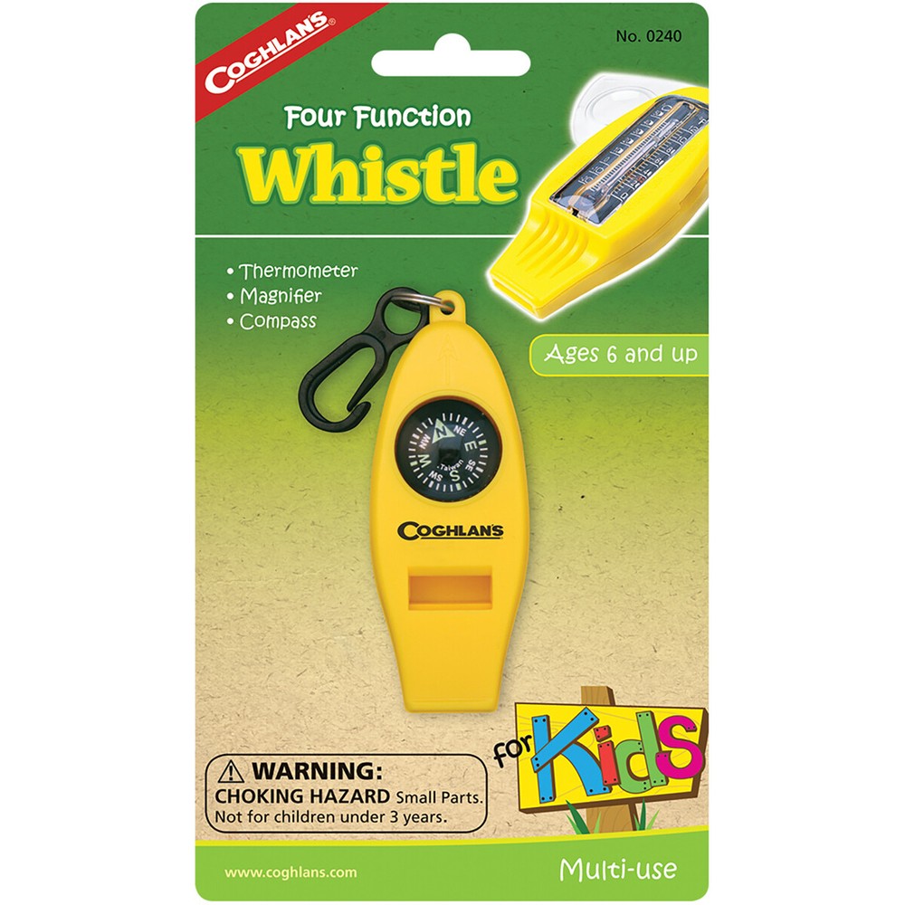 Coghlan's Four Function Whistle for Kids Camp Thermometer, Magnifier, Compass