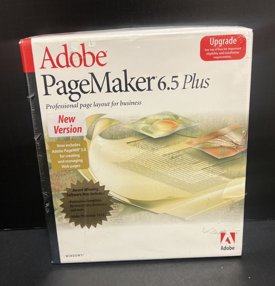 Adobe PageMaker 6.5 Plus Windows Upgrade Professional Page Layout Software